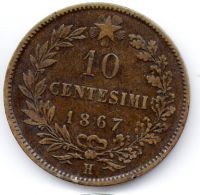 Италия---10 чентезимо 1867г.